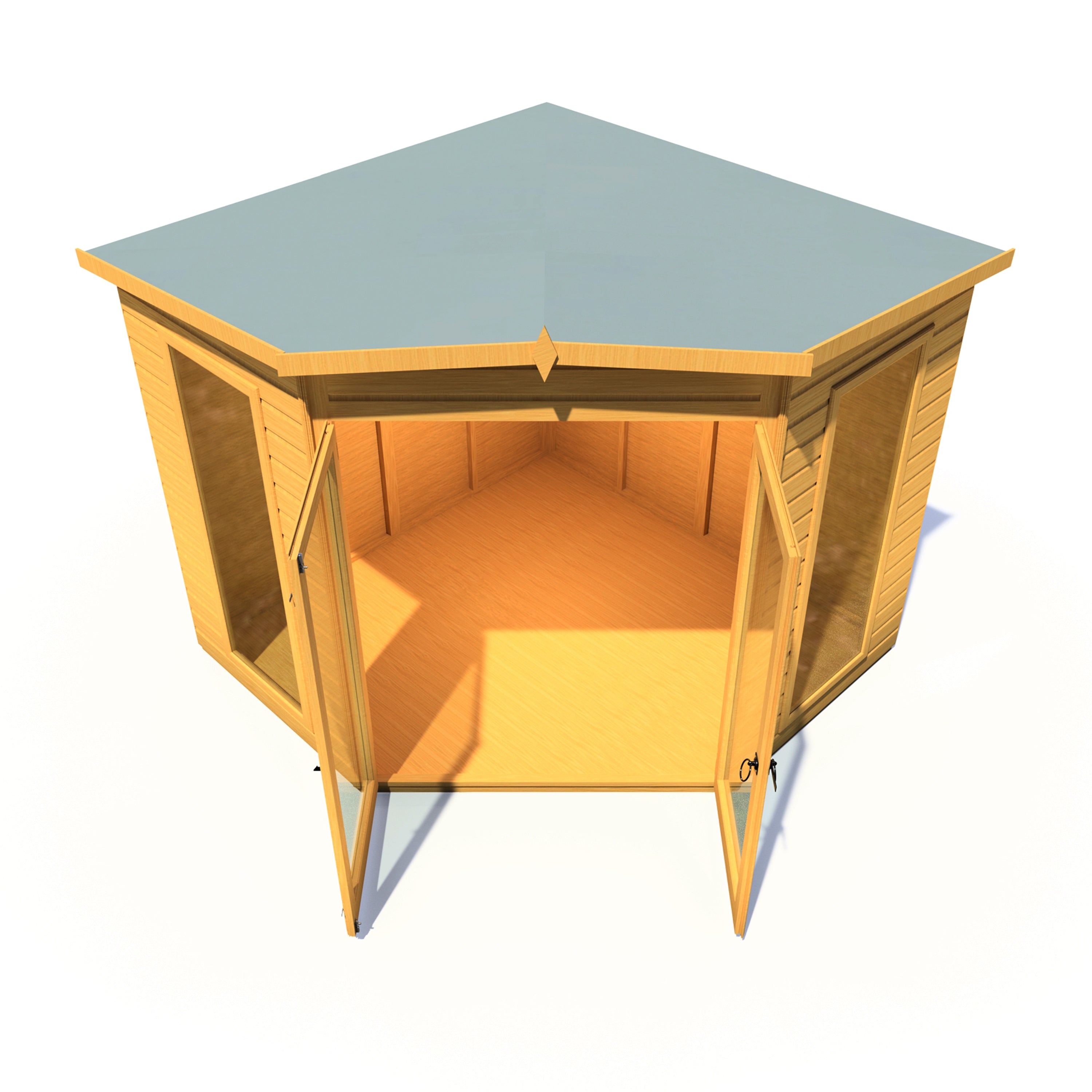 Shire Barclay 8x8 Corner Summerhouse 12mm Interlock Cladding - Best Shed
