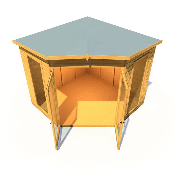 Shire Barclay 8x8 Corner Summerhouse 12mm Interlock Cladding - Best Shed