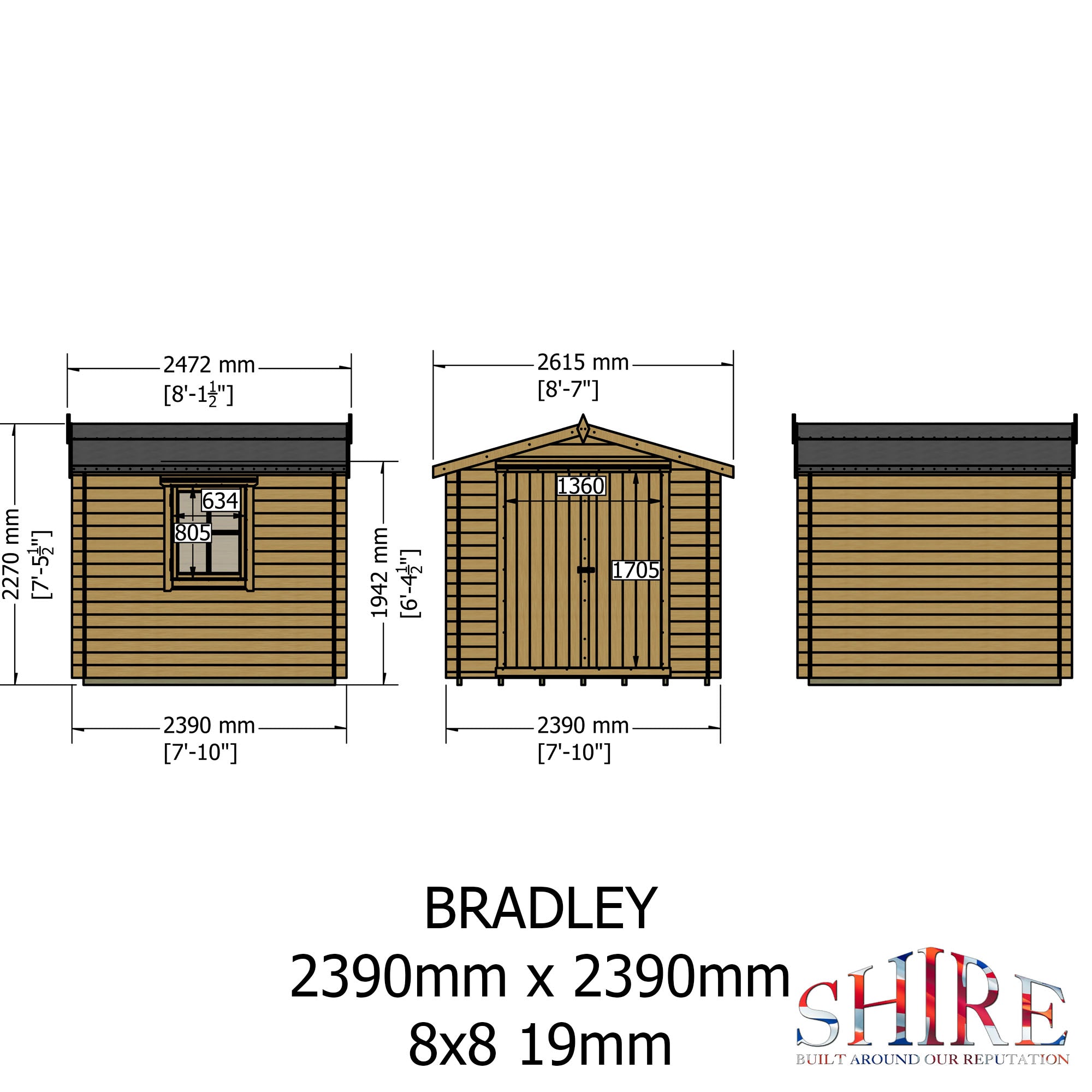 Shire Bradley 8x8 Log Cabin 19mm interlock Cladding - Best Shed