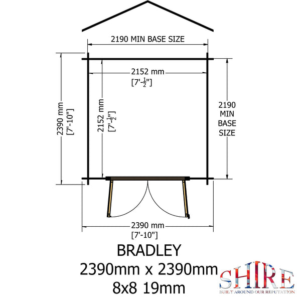 Shire Bradley 8x8 Log Cabin 19mm interlock Cladding - Best Shed