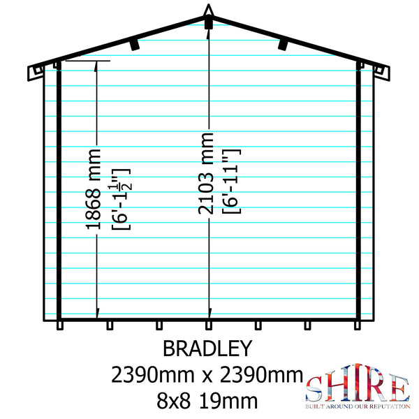 Shire Bradley 8x8 Log Cabin 19mm interlock Cladding - Best Shed