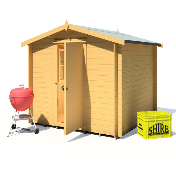 Shire Camelot 8x8 Log Cabin 19mm interlock Cladding with security window