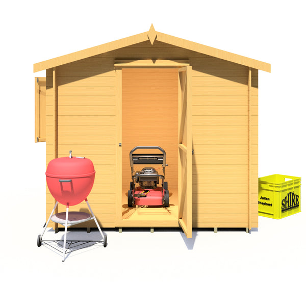 Shire Camelot 8x8 Log Cabin 19mm interlock Cladding with security window