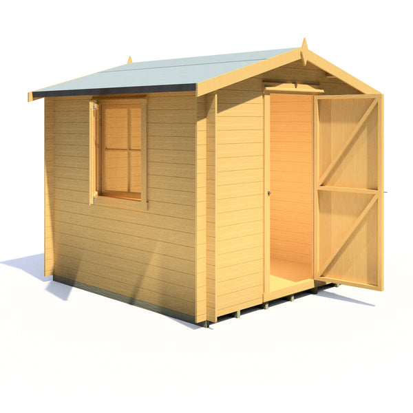 Shire Camelot 8x8 Log Cabin 19mm interlock Cladding with security window