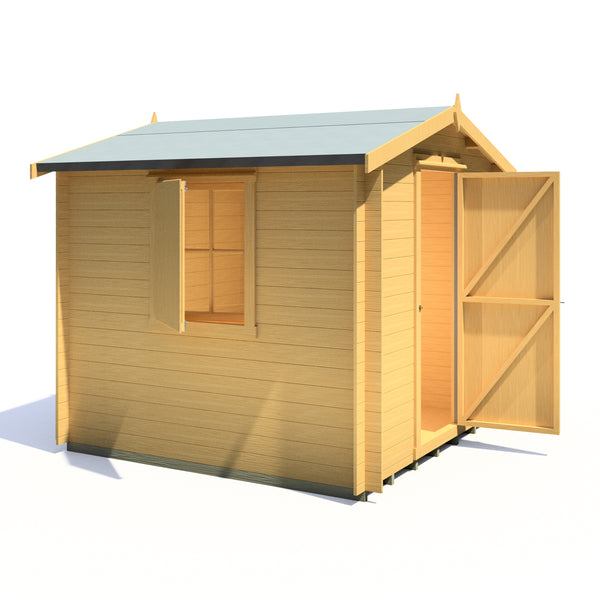 Shire Camelot 8x8 Log Cabin 19mm interlock Cladding with security window