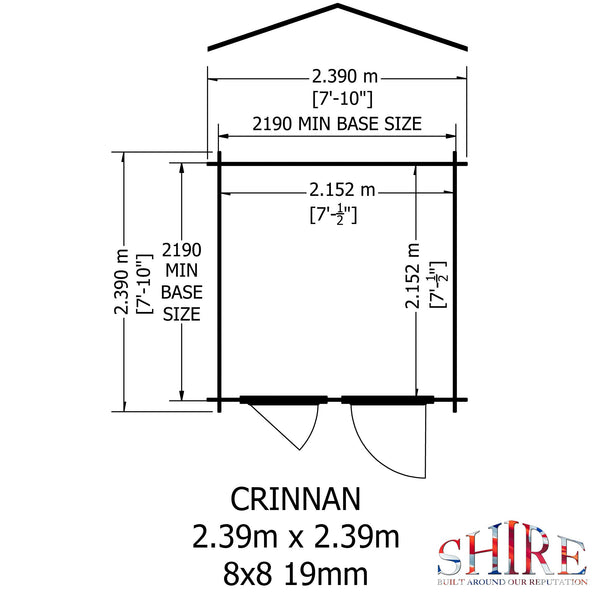 Shire Crinan 8x8 Log Cabin 19mm interlock  Cladding - Best Shed