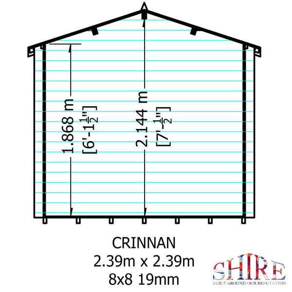 Shire Crinan 8x8 Log Cabin 19mm interlock  Cladding - Best Shed