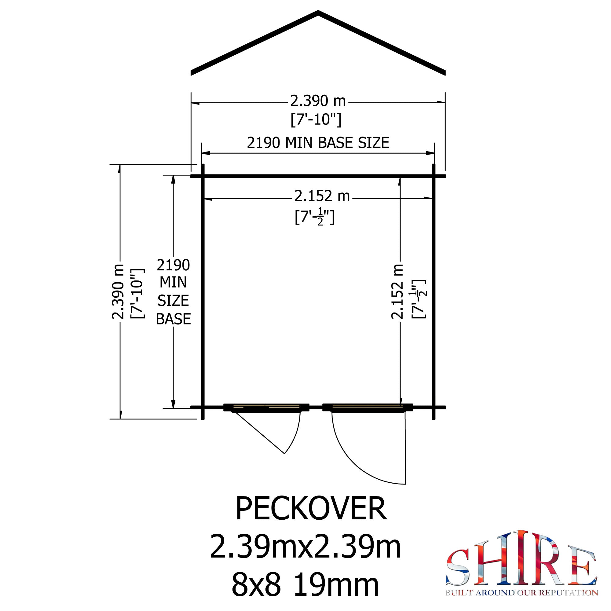 Shire Peckover 8x8 Log Cabin 19mm interlock  Cladding - Best Shed