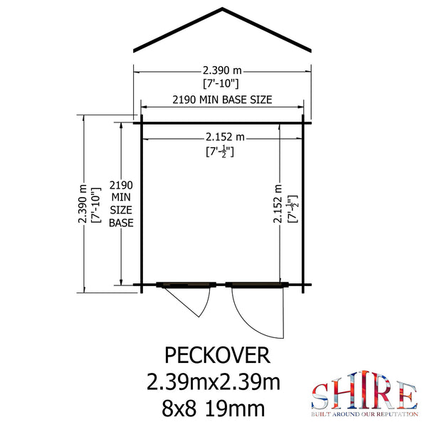 Shire Peckover 8x8 Log Cabin 19mm interlock  Cladding - Best Shed