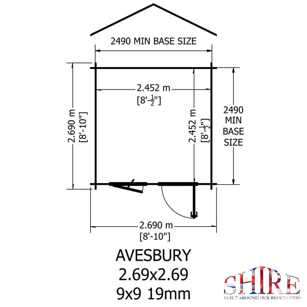 Shire Avesbury 9x9 Log Cabin 19mm interlock  Cladding - Best Shed