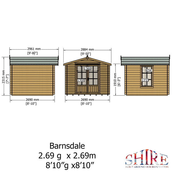 Shire Barn ale 9x9 Log Cabin 19mm interlock Cladding - Best Shed