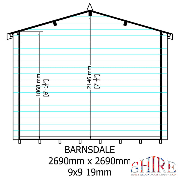 Shire Barn ale 9x9 Log Cabin 19mm interlock Cladding - Best Shed