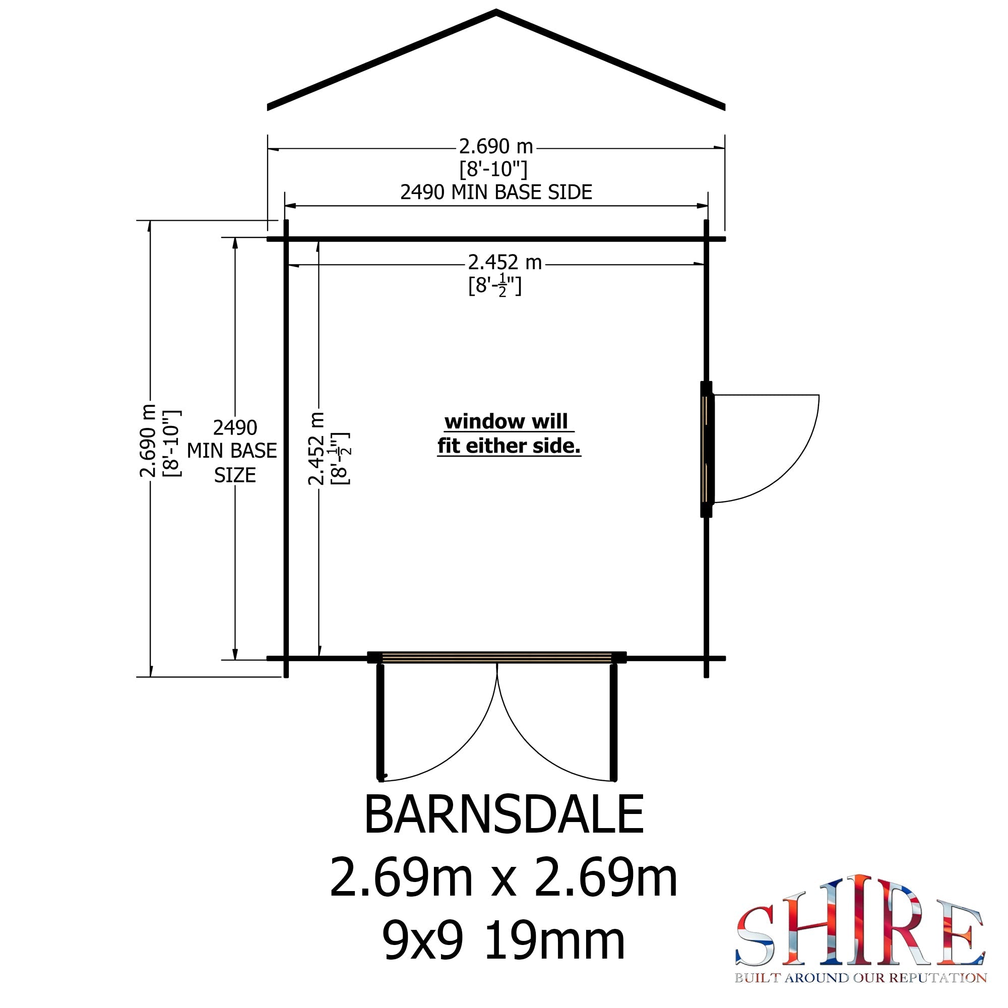 Shire Barn ale 9x9 Log Cabin 19mm interlock Cladding - Best Shed