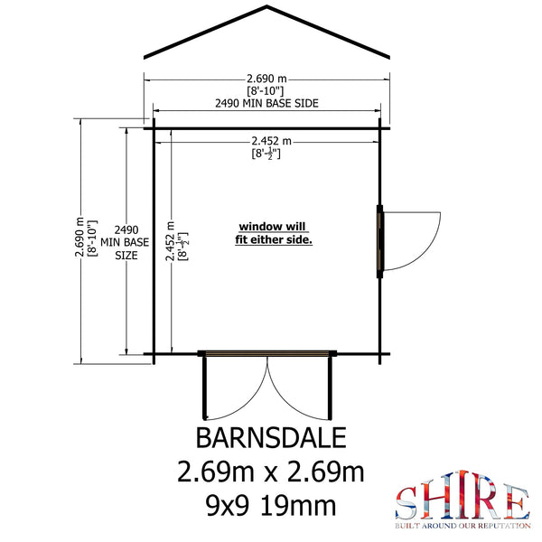 Shire Barn ale 9x9 Log Cabin 19mm interlock Cladding - Best Shed