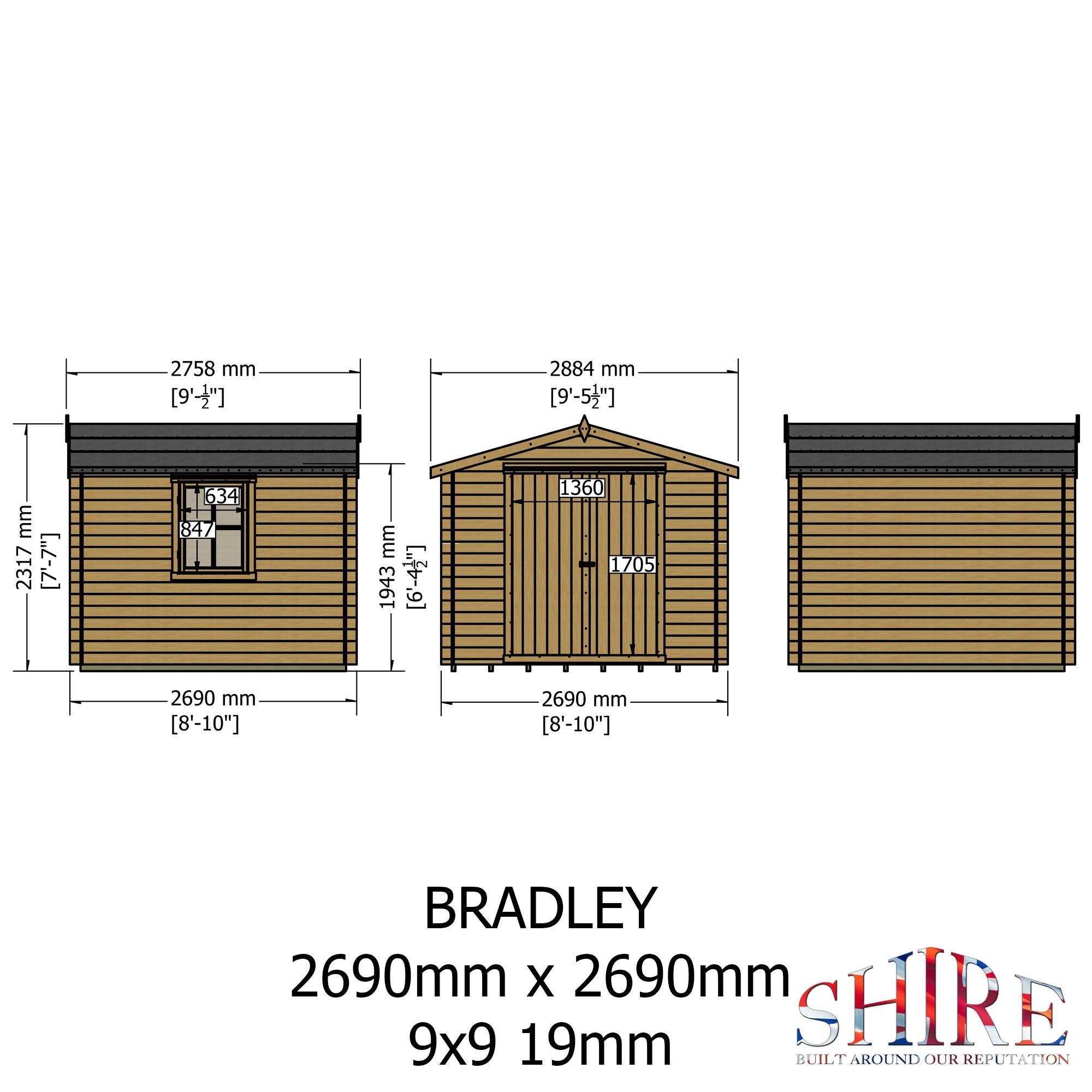 Shire Bradley 9x9 Log Cabin 19mm interlock Cladding - Best Shed