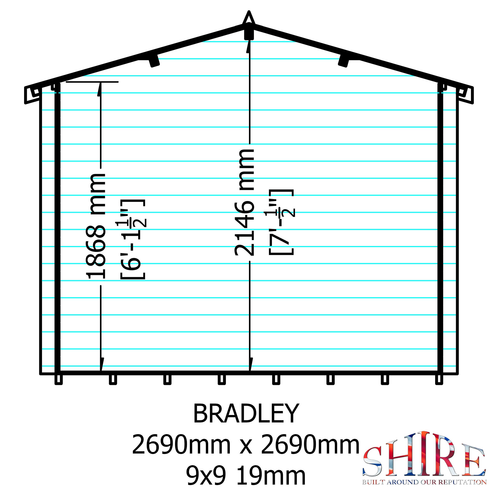 Shire Bradley 9x9 Log Cabin 19mm interlock Cladding - Best Shed