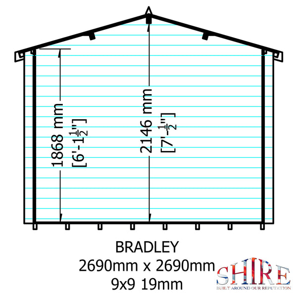 Shire Bradley 9x9 Log Cabin 19mm interlock Cladding - Best Shed