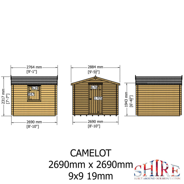 Shire Camelot 9x9 Log Cabin 19mm interlock Cladding - Best Shed