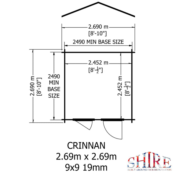 Shire Crinan 9x9 Log Cabin 19mm interlock  Cladding - Best Shed