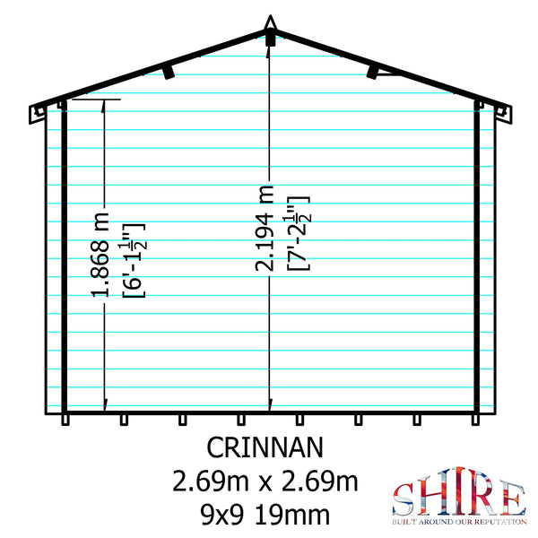 Shire Crinan 9x9 Log Cabin 19mm interlock  Cladding - Best Shed