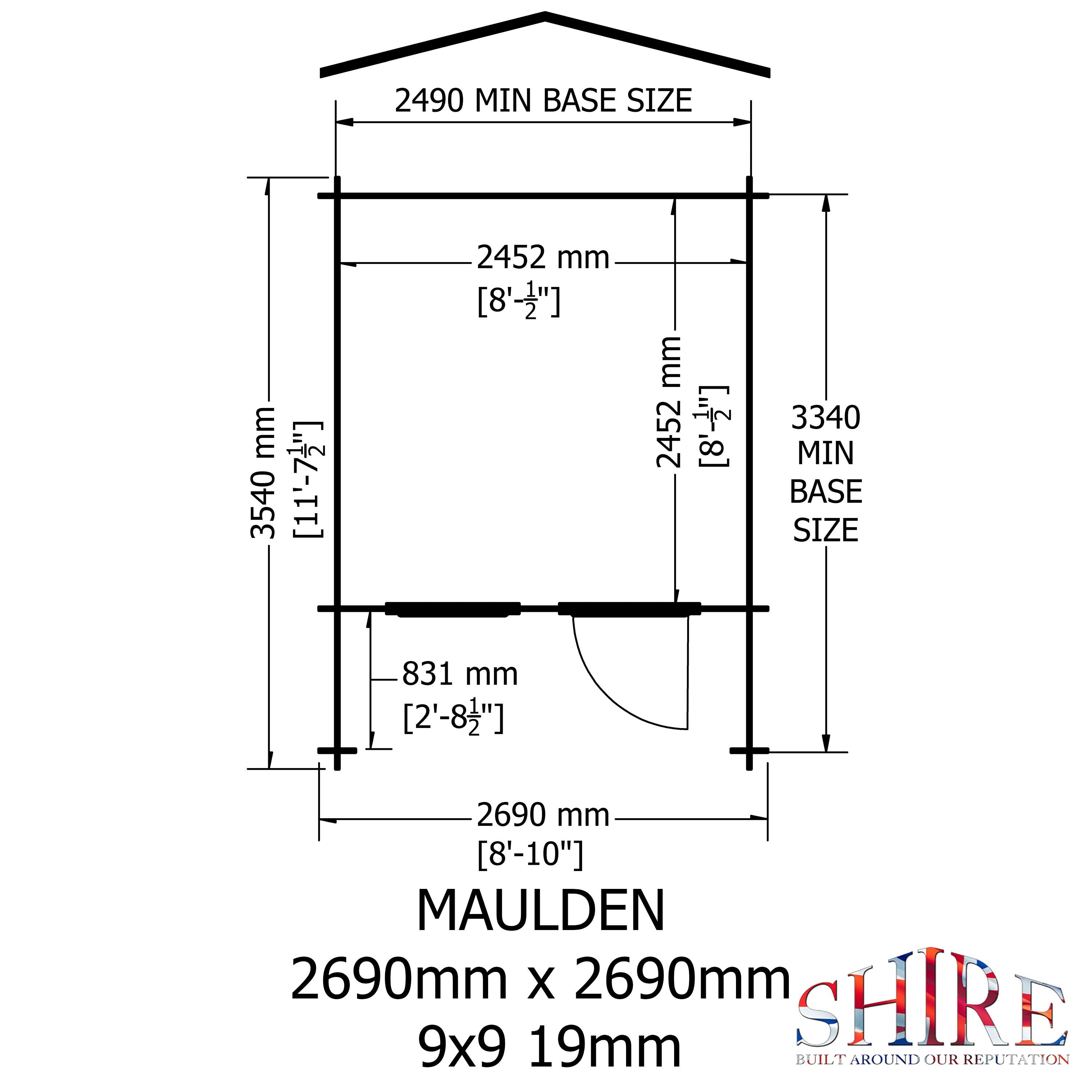Shire Maulden with verandah 9x9 Log Cabin 19mm interlock Cladding - Best Shed