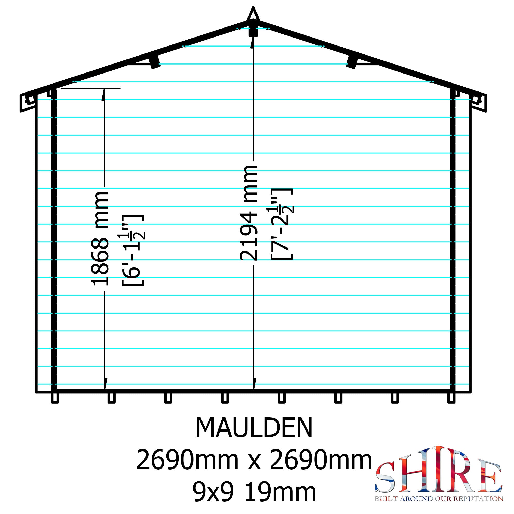 Shire Maulden with verandah 9x9 Log Cabin 19mm interlock Cladding - Best Shed