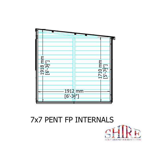 Shire 7x7 double door Pent shed 12mm shiplap interlock cladding