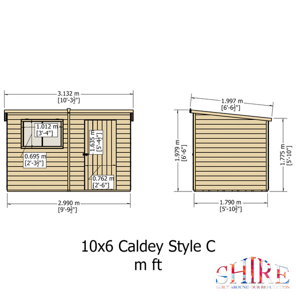 Caldey Single Door 10x6 style C 12mm Shiplap  Garden Shed