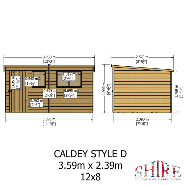 Caldey 12x8 single door style D Garden Shed 12mm Shiplap