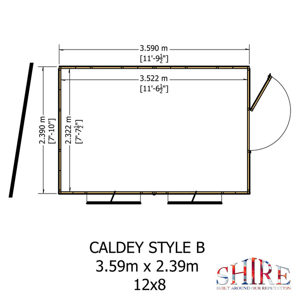 Caldey Single door style B  12x8 12mm Shiplap Garden Shed