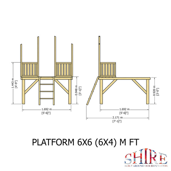 Shire Stork on platform with Slide 6x4 Childrens Playhouse with 12mm Shiplap interlocking cladding