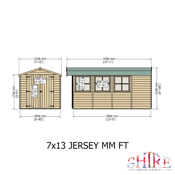 Shire Jersey 7x13 12mm interlock Clad wooden Shed - Best Shed
