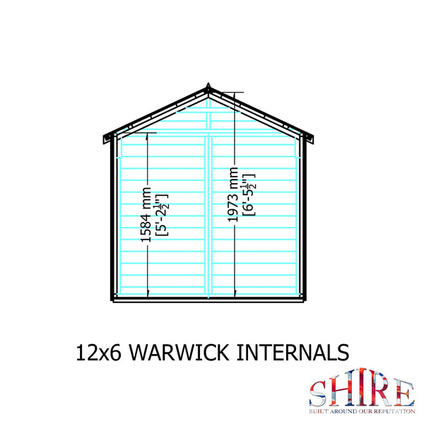 Shire Warwick Double Door 12x6 12mm interlock Clad wooden Shed - Best Shed