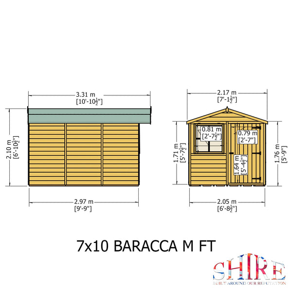Shire Barraca 7x10 12mm interlock Clad wooden Shed - Best Shed