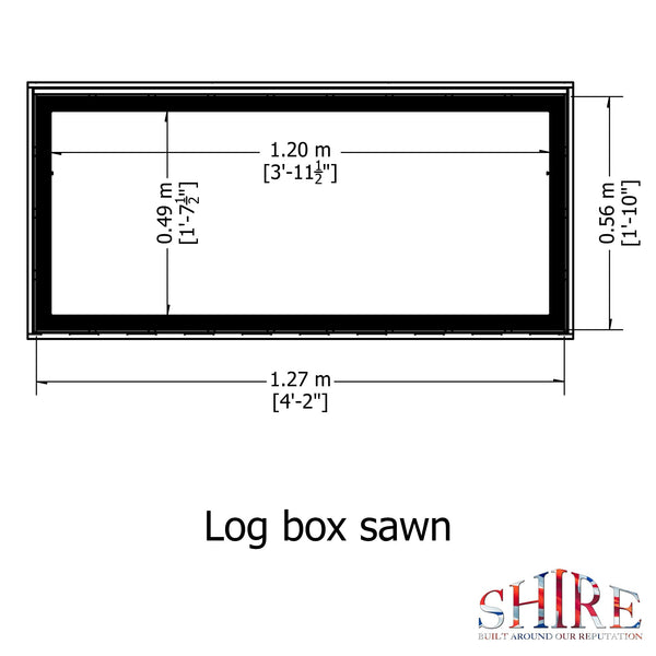 Shire Log Box Sawn Pressure Treated 1270Wx560D - Best Shed