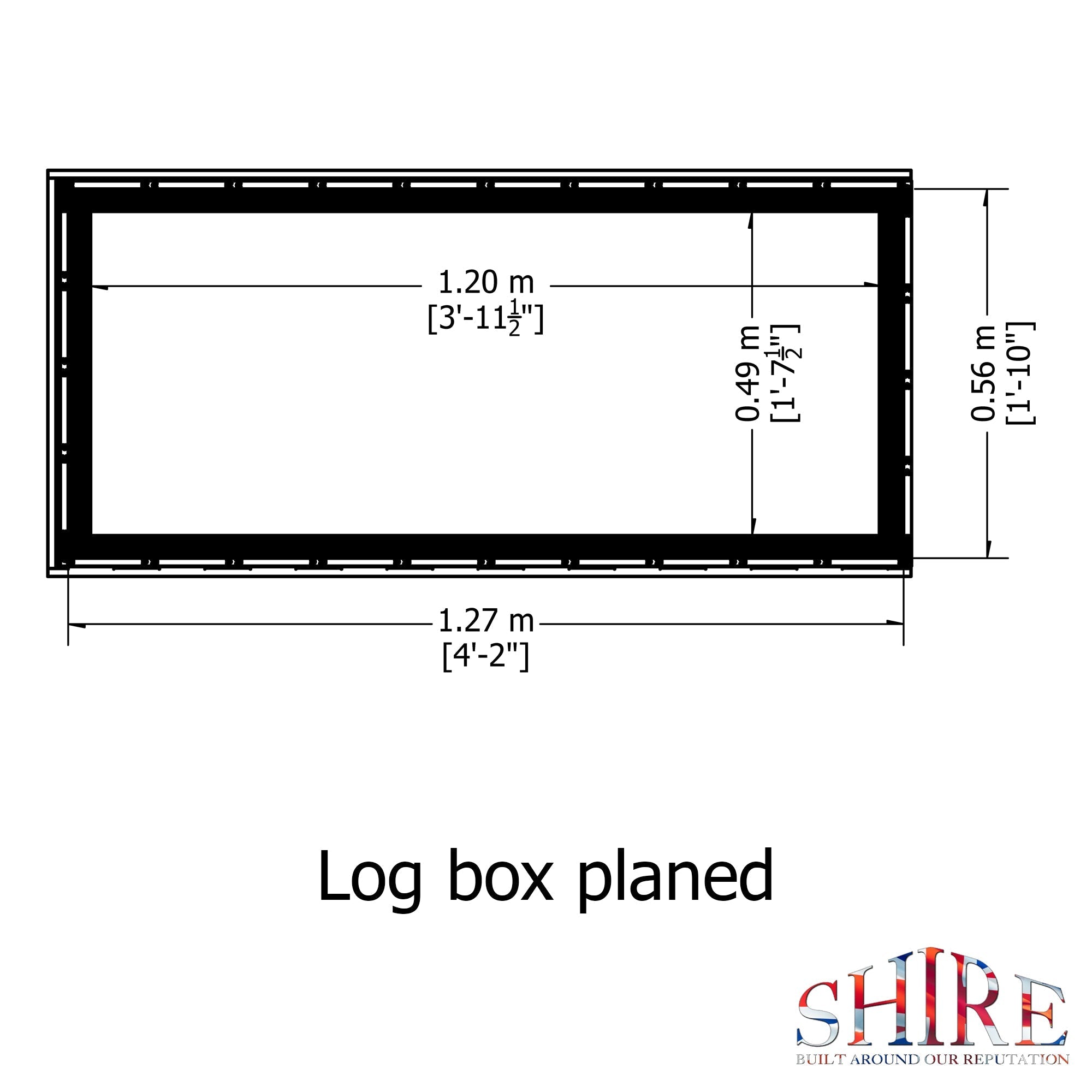 Shire Log Box Planed Timbers Pressure Treated 1270Wx560D - Best Shed