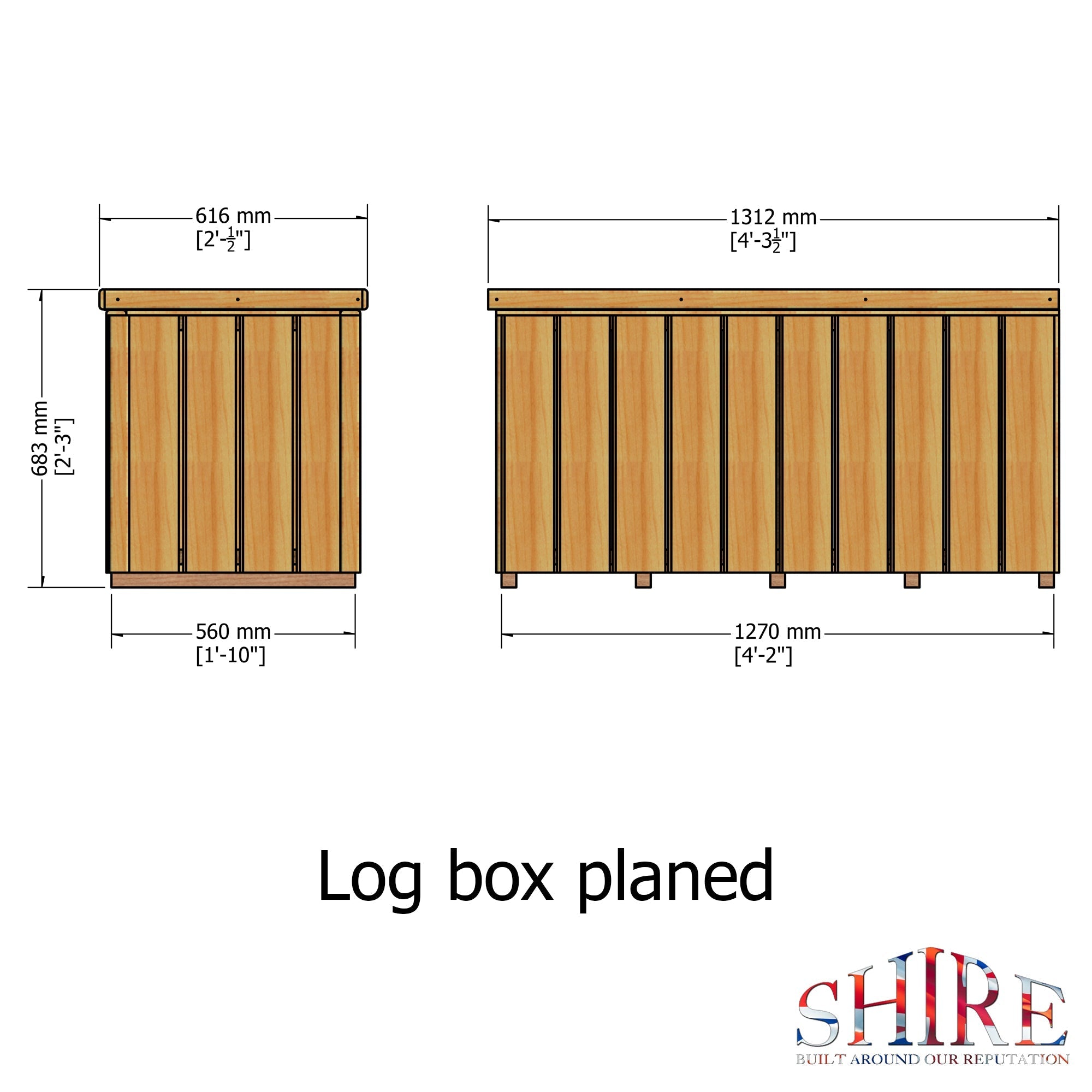 Shire Log Box Planed Timbers Pressure Treated 1270Wx560D - Best Shed