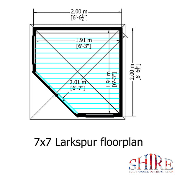 Larkspur 7x7 Corner Summerhouse 12mm Shiplap