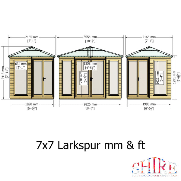 Larkspur 7x7 Corner Summerhouse 12mm Shiplap
