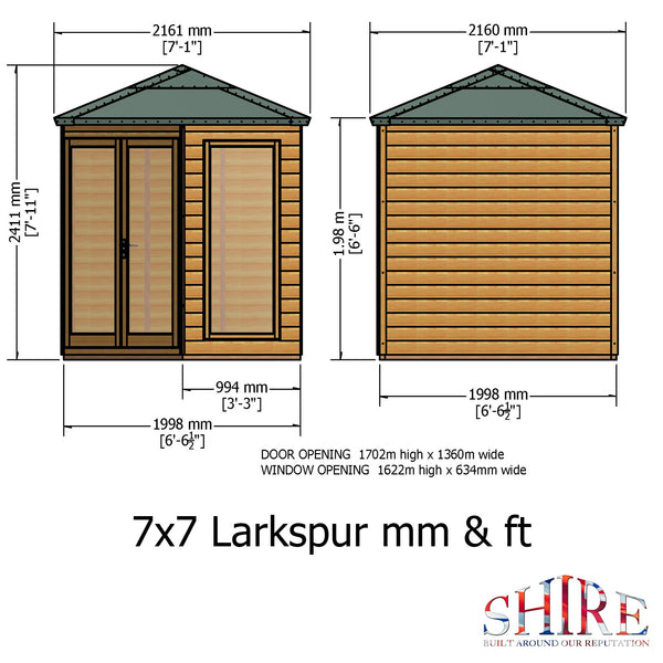 Larkspur 7x7 Corner Summerhouse 12mm Shiplap