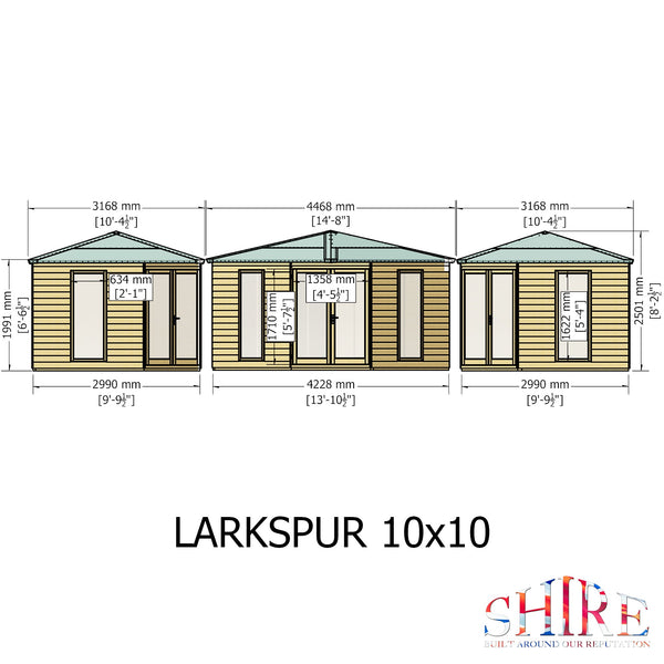 Larkspur 10x10 Corner Summerhouse 12mm Shiplap