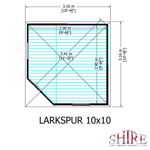 Larkspur 10x10 Corner Summerhouse 12mm Shiplap