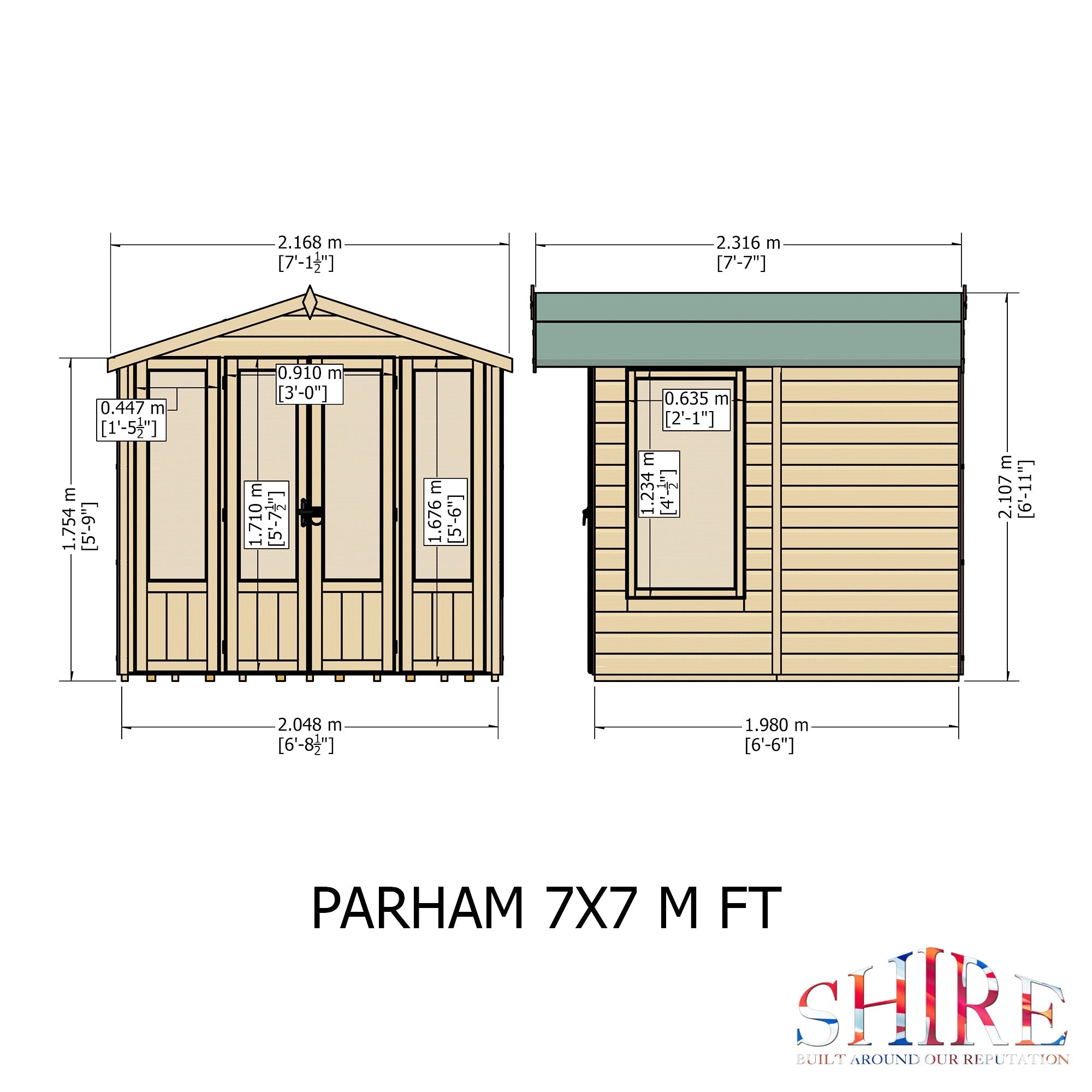 Shire Parham 7x7 12mm interlock Clad wooden Summerhouse - Best Shed