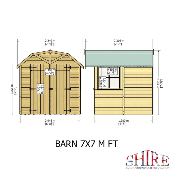 Shire Barn 7x7 12mm interlock Clad wooden Shed - Best Shed