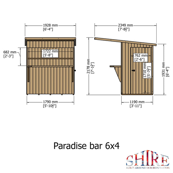 Shire Garden Bar Apex Roof 6x4 12mm interlock  Cladding - Best Shed