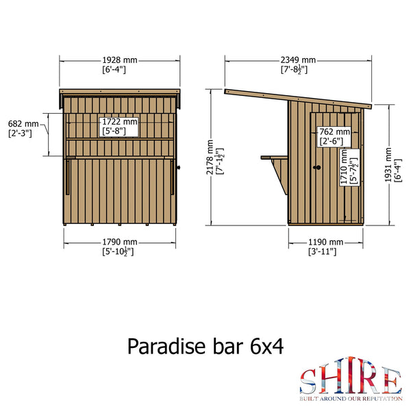 Shire Garden Bar Apex Roof 6x4 12mm interlock  Cladding - Best Shed