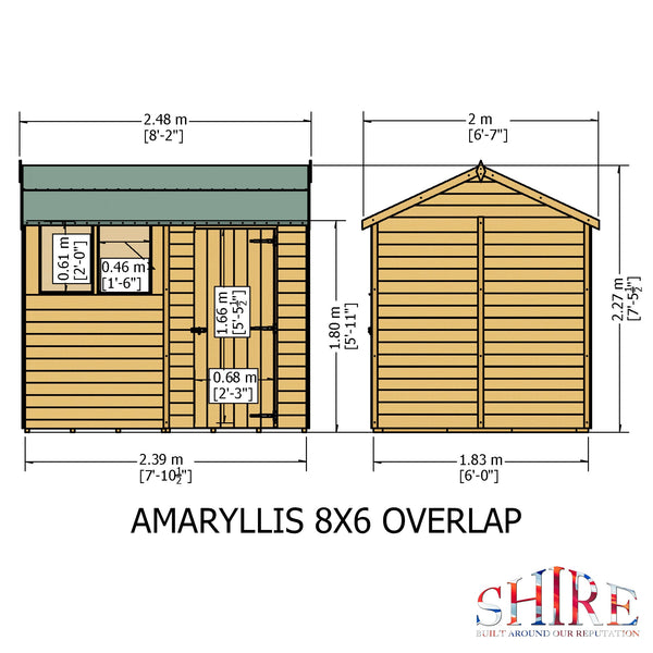 Shire Overlap 8x6 Reverse Apex Amaryllis Storage Shed - Best Shed