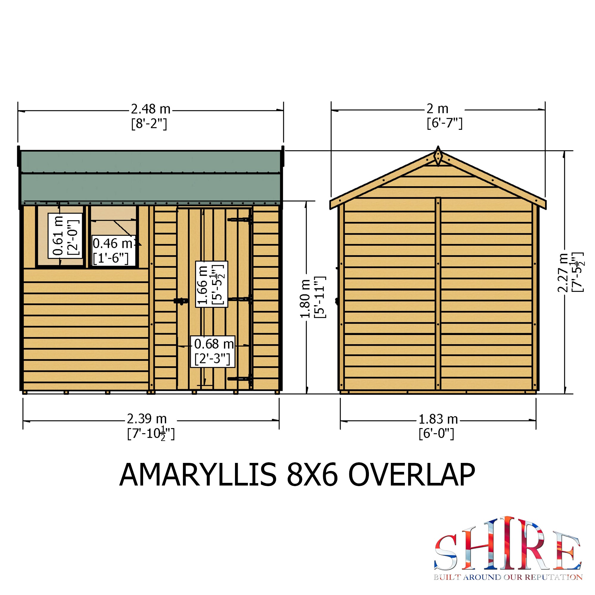 Shire Overlap 8x6 Reverse Apex Amaryllis Storage Shed - Best Shed
