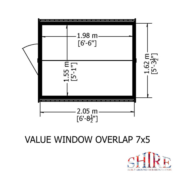 Shire Overlap 7x5 Economy with Window Storage Shed - Best Shed