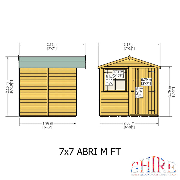 Shire Abri 7x7 12mm interlock Clad wooden Shed